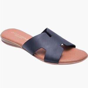 Andre Assous Nadenka H-Strap Black Slide Sandal